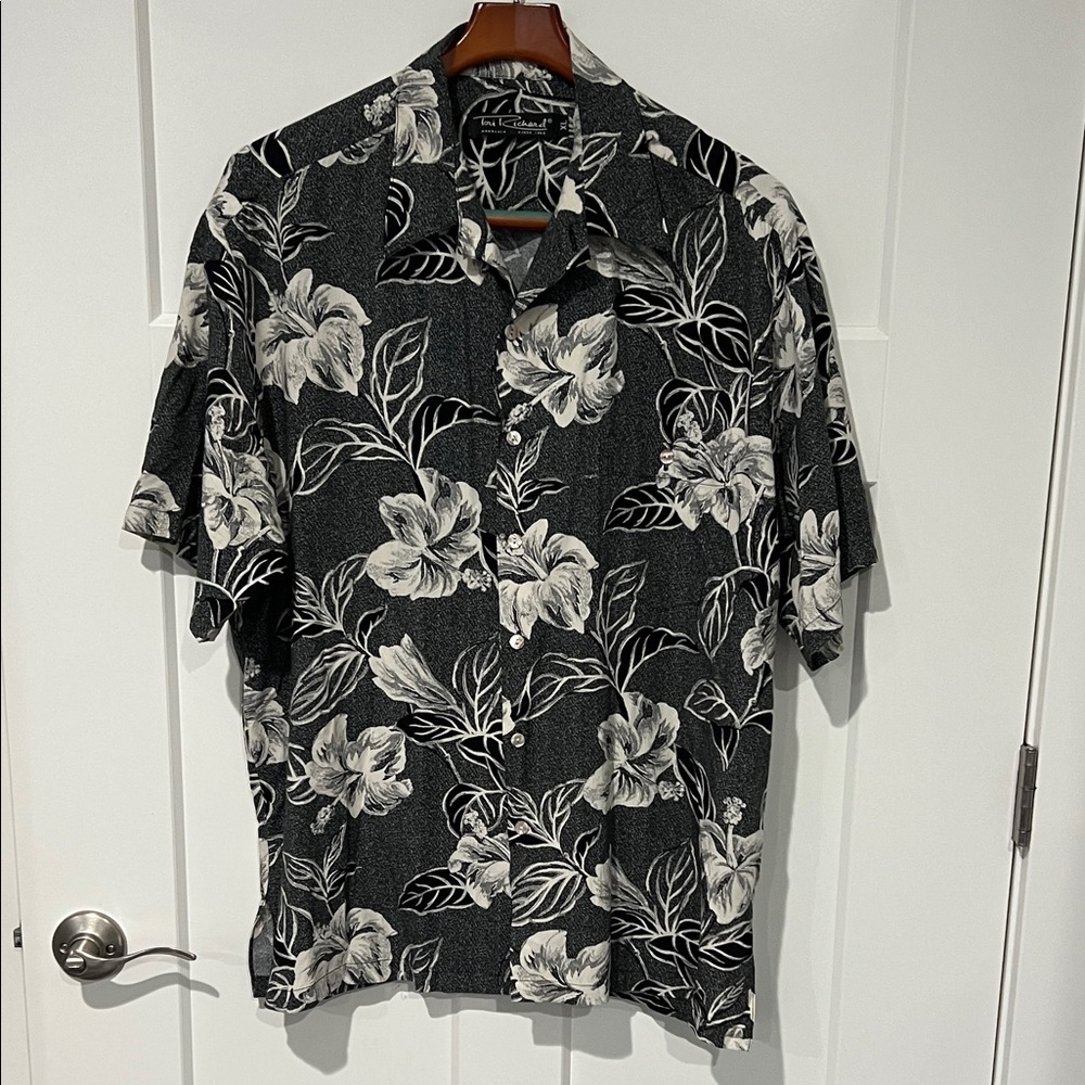 Tori Richard’s  Black and White Floral Men's Shirt Sz XL